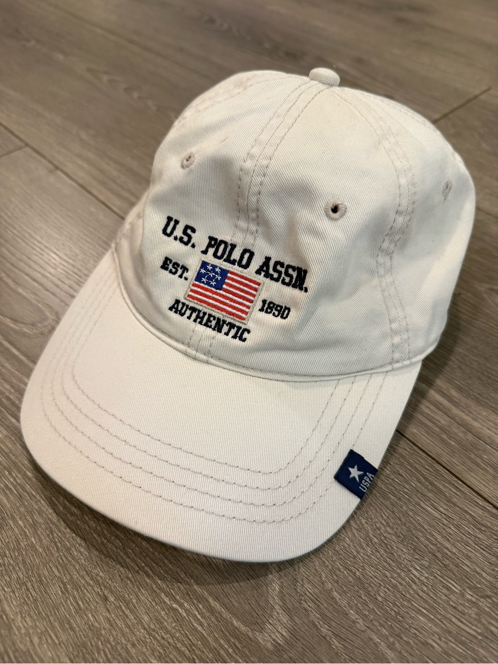 U.S. Polo Assn Heritage 1890 American Flag White Strapback Hat Cap OS